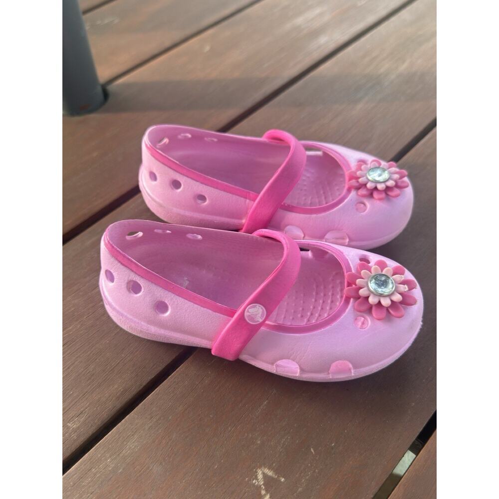 Crocs Kids Girls Keeley Springtime Embellished Mary Jane Flats Shoes Pink C6